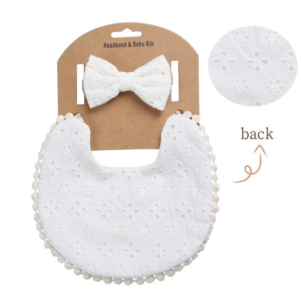 Bibs Whit Headband Set For Baby Girl